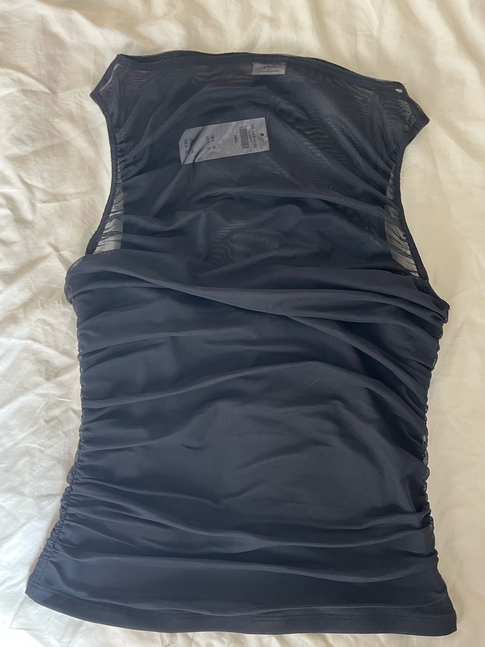 Abercrombie Black Mesh Ruched Slash Top - Size Small, NWT